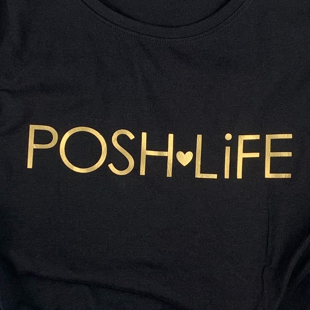 Black Posh Life T-shirt With Gold Writing - Picture 3 of 3